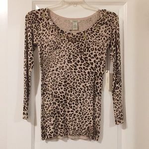 Vertigo Paris Crystal Embellished Cheetah Sweater